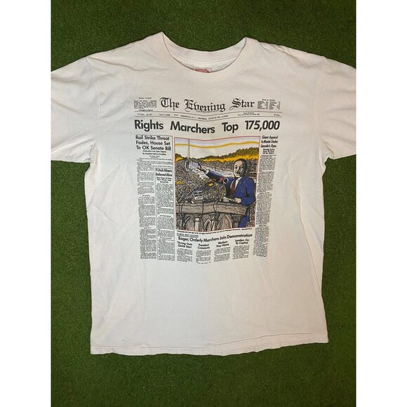 90s Dr. Martin Luther King Jr - Newspaper Clip - Vintage Shirt (XL) - Picture 1 of 1